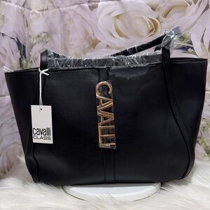 Cavalli Class Black Tote Bag